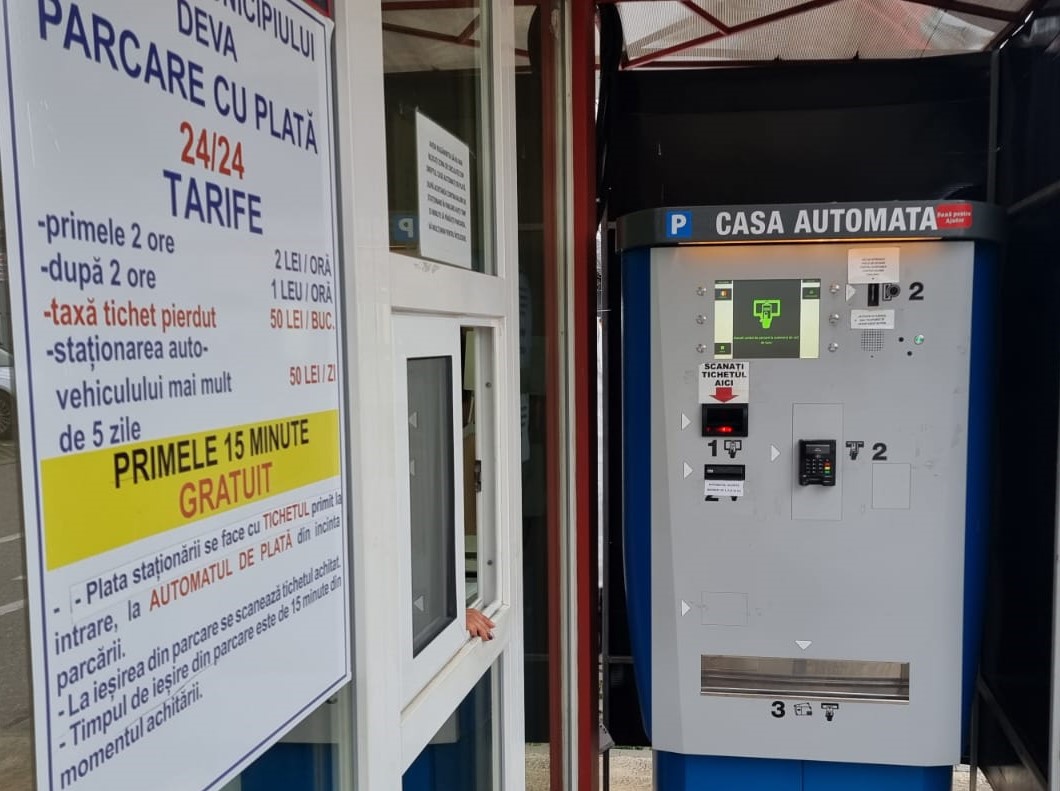 Plățile cu numerar, temporar indisponibile la parcarea din Piața Unirii nr. 8 din municipiul Deva
