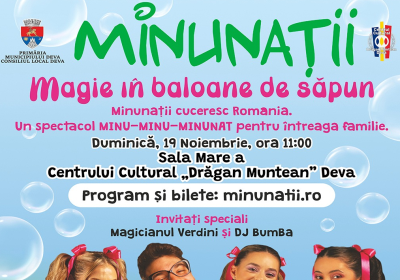 Spectacol pentru copii - „Magie în baloane de săpun” la Deva