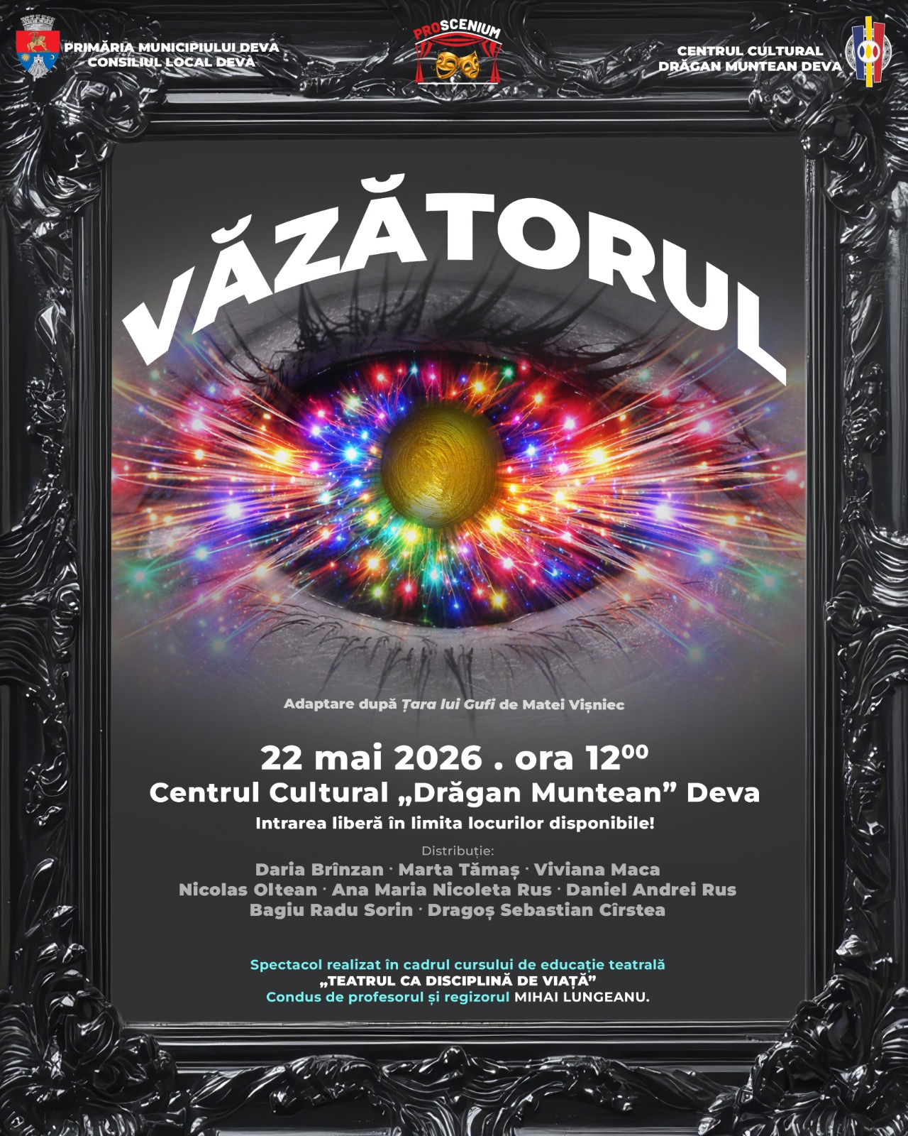Trupa ProScenium prezintă spectacolul „Văzătorul”, o adaptare după Matei Vișniec