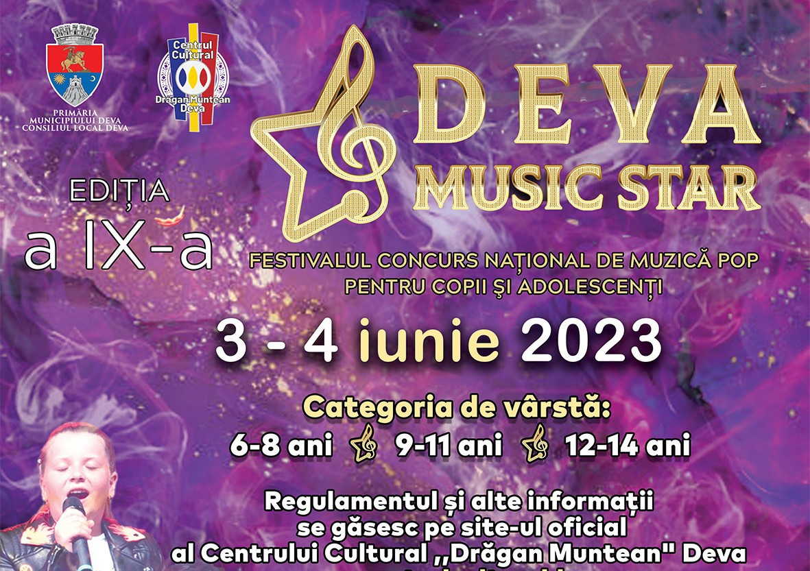 Încep înscrierile la Festivalul Concurs National de Muzică Pop pentru Copii și Adolescenți „DEVA MUSIC STAR”!