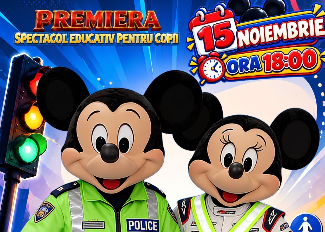 „Atenție, traversează Mickey!” – un spectacol interactiv de educație rutieră cu muzică, umor și multă distracție