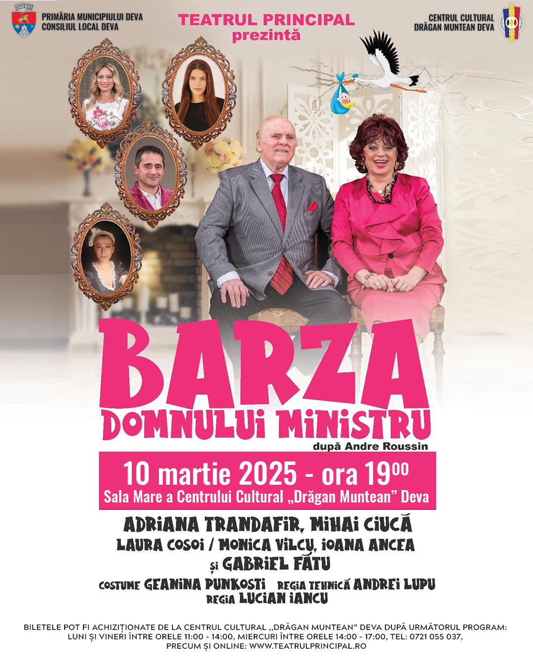 Piesa de teatru ,,Barza Domnului Ministru” se joacă la Deva, într-o distribuție de excepție