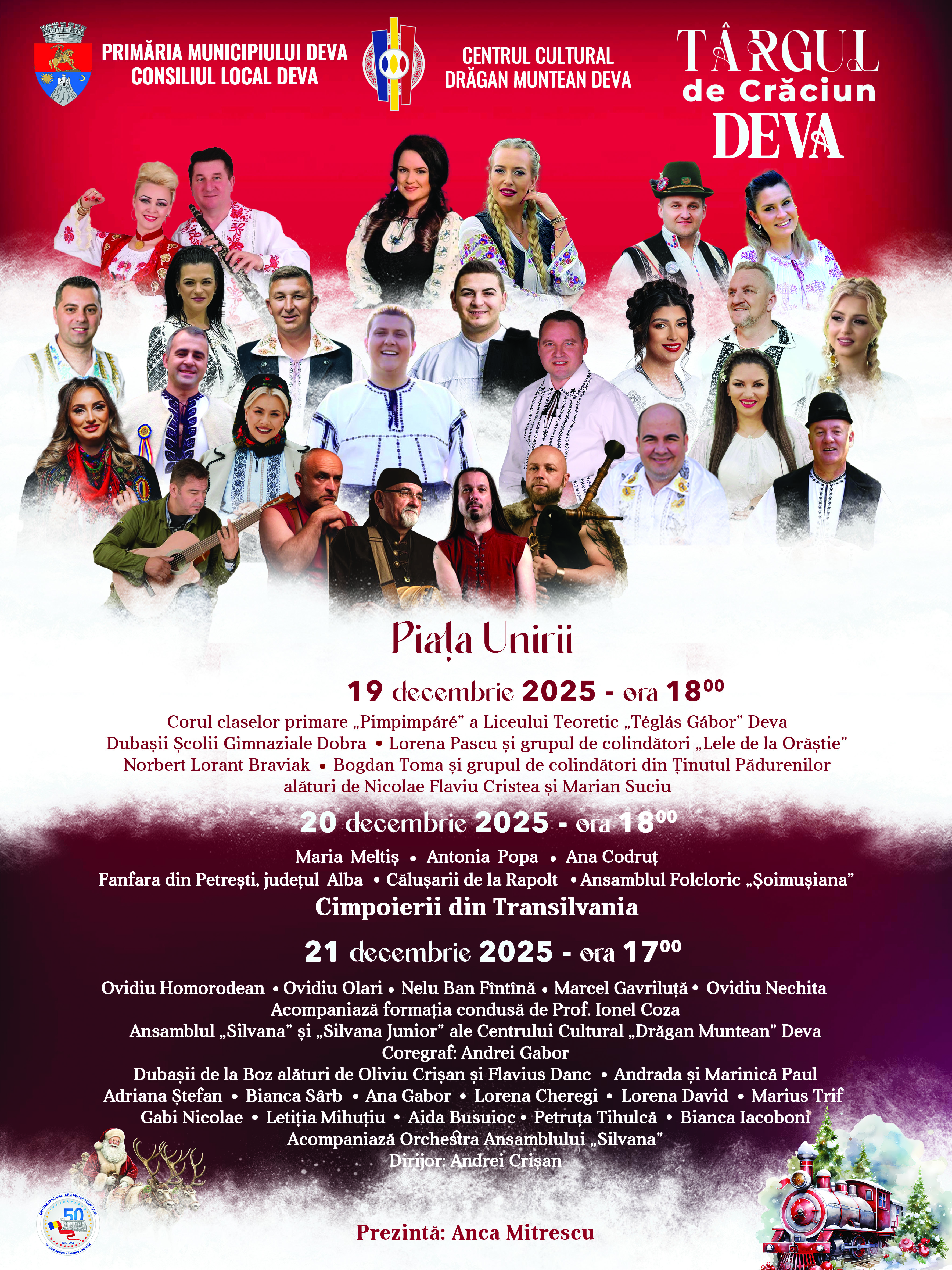 Magia colindelor și a tradițiilor continuă la Deva: Târgul de Crăciun 2025, al treilea weekend de sărbătoare în Piața Unirii Primăria Municipiului Deva, Consiliul Local Deva și
