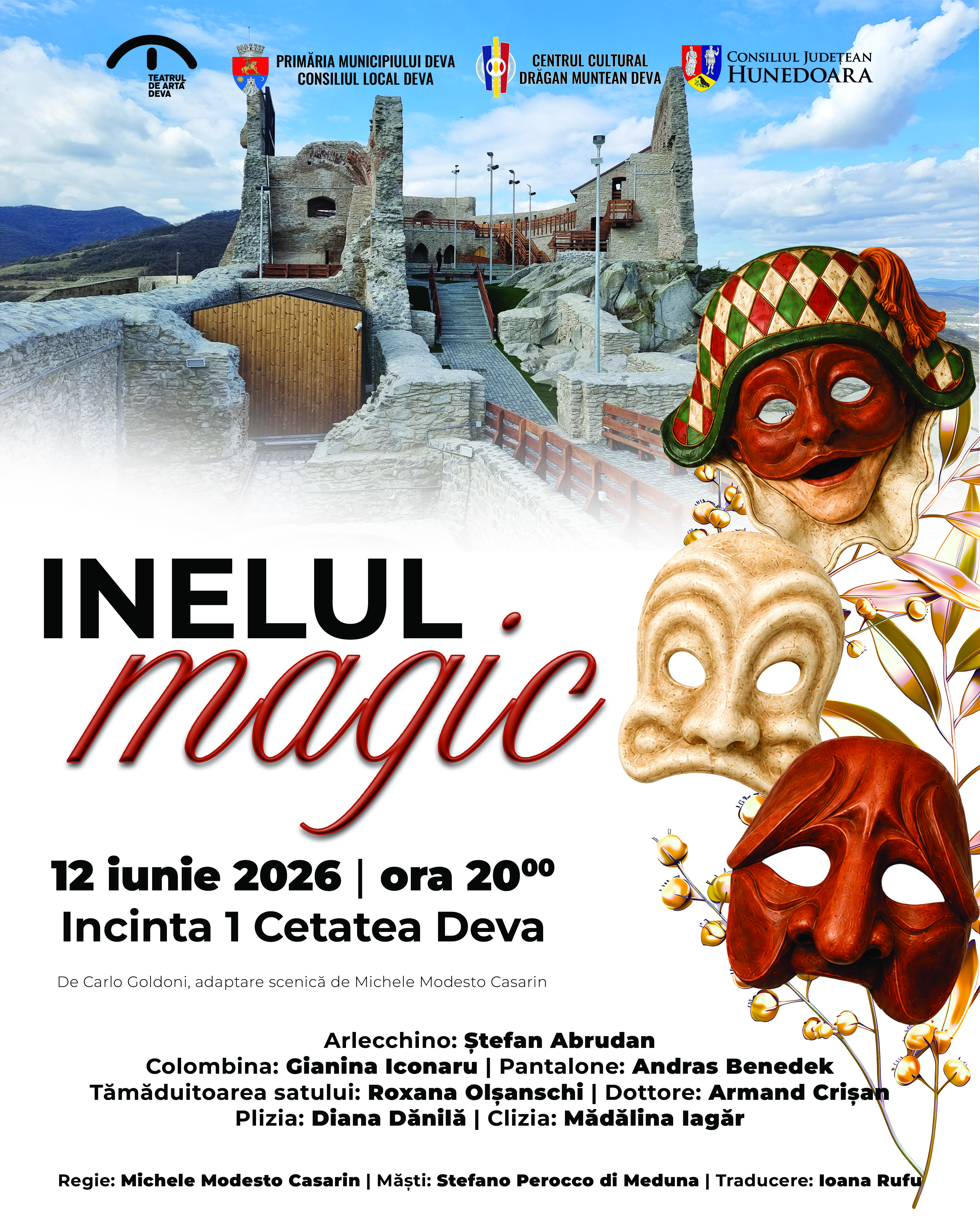 Cetatea Deva devine scena unei povești fermecate: „Inelul Magic”, un  spectacol care aduce spiritul Commedia dell’Arte