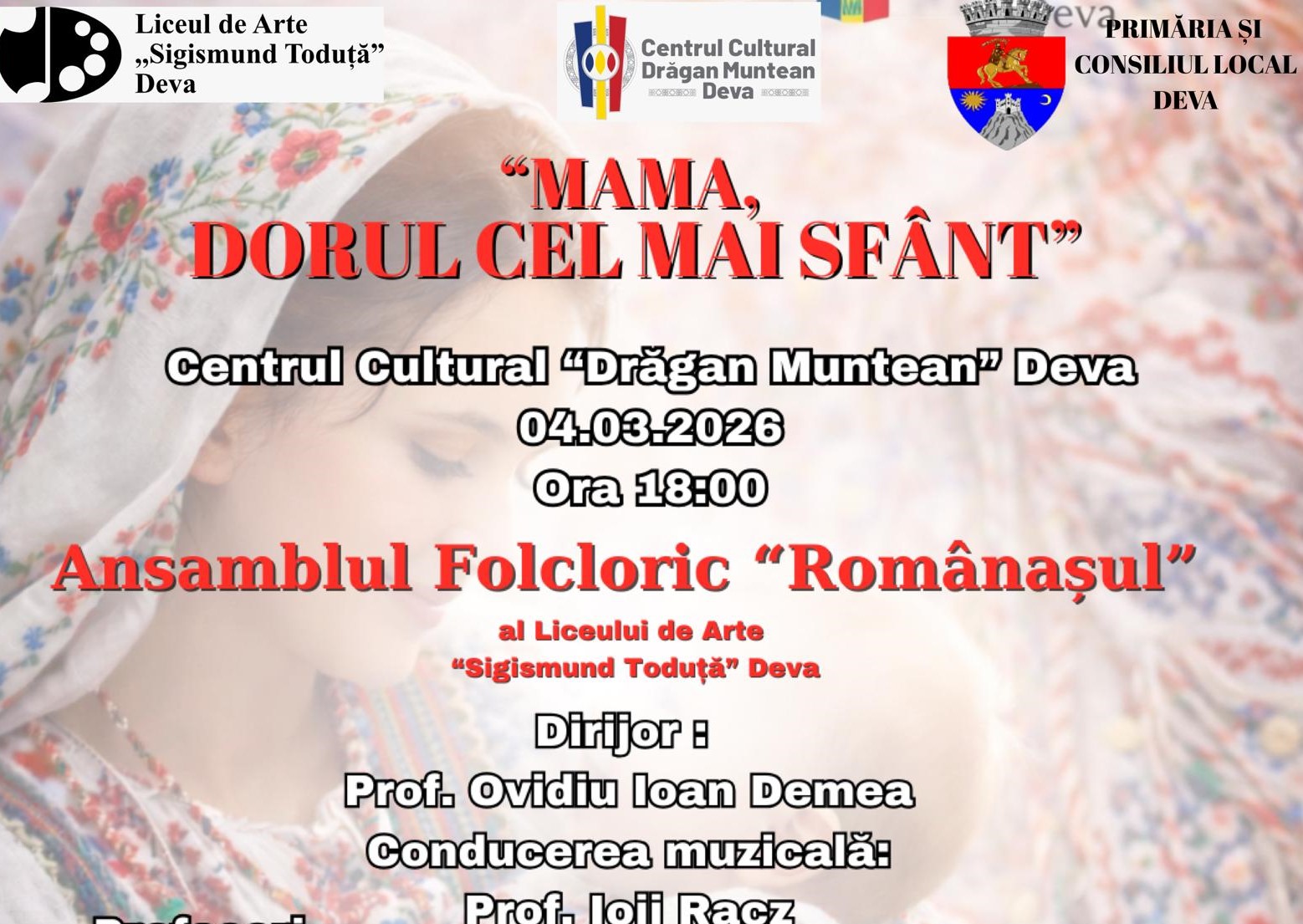 Seară românească dedicată mamei, la Centrul Cultural din Deva