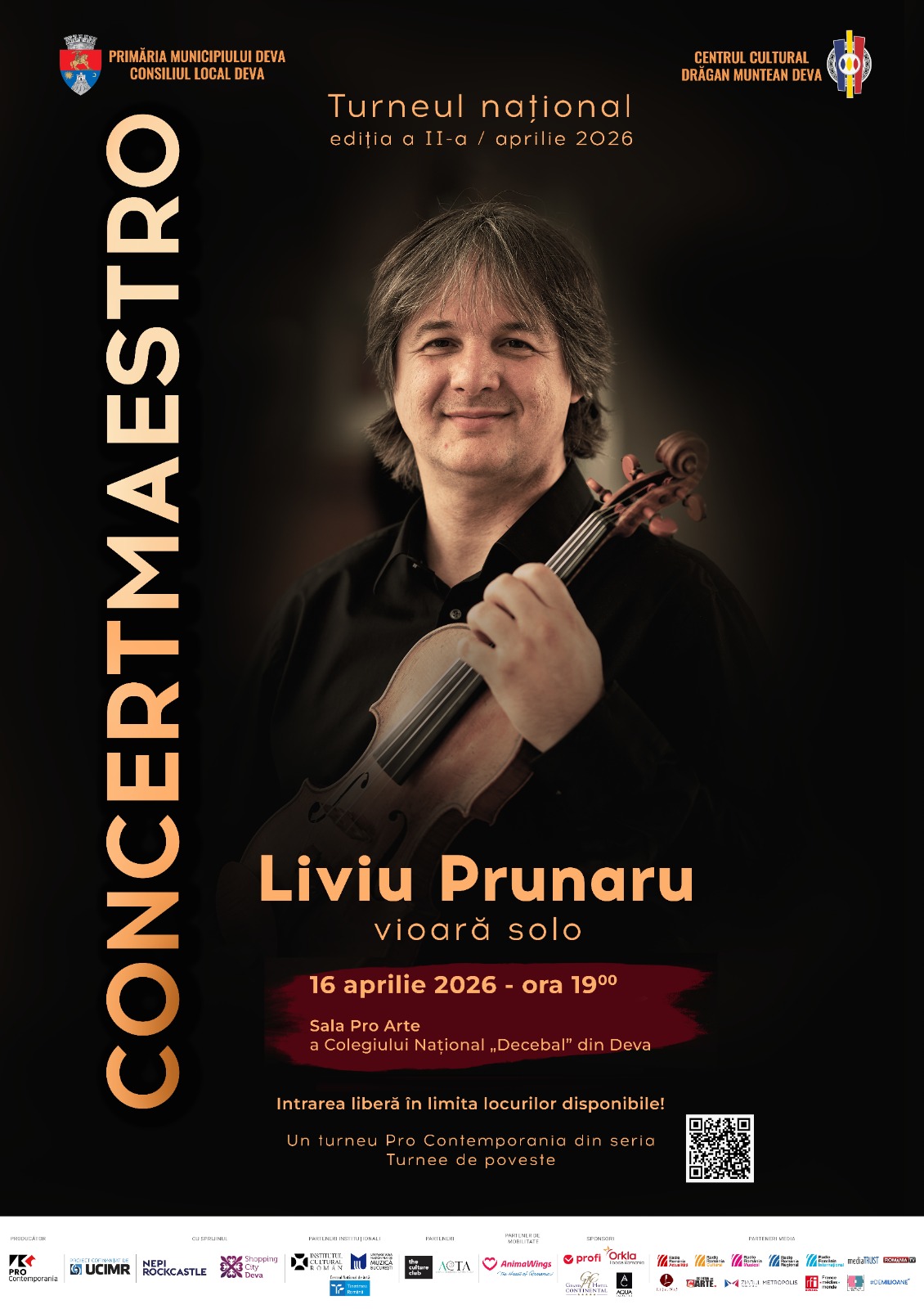 Concertmaestro 2026 la Deva: Liviu Prunaru și vioara care apropie artistul de public