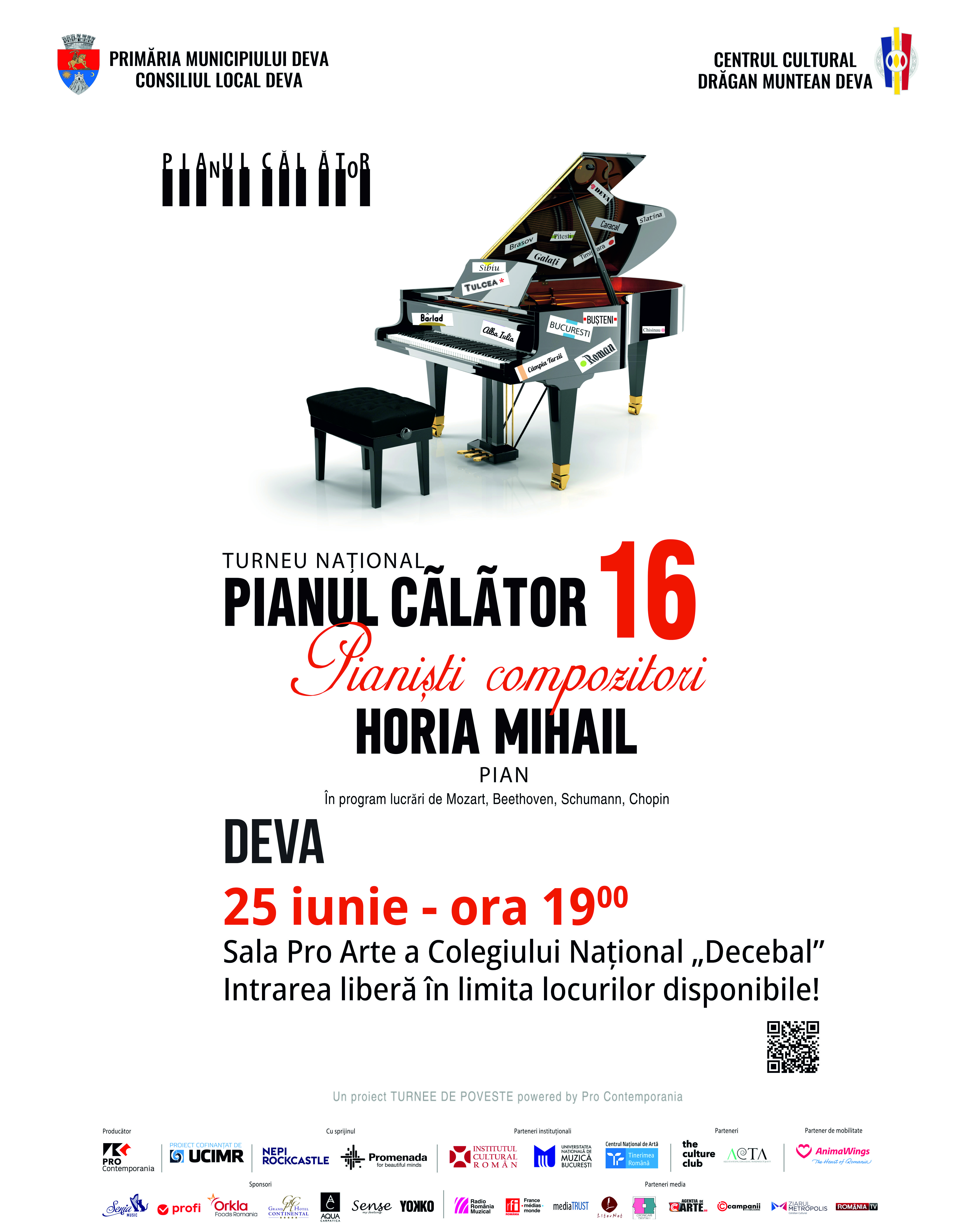 „Pianul Călător” revine la Deva: Horia Mihail aduce pe scenă capodopere semnate de marii pianiști-compozitori