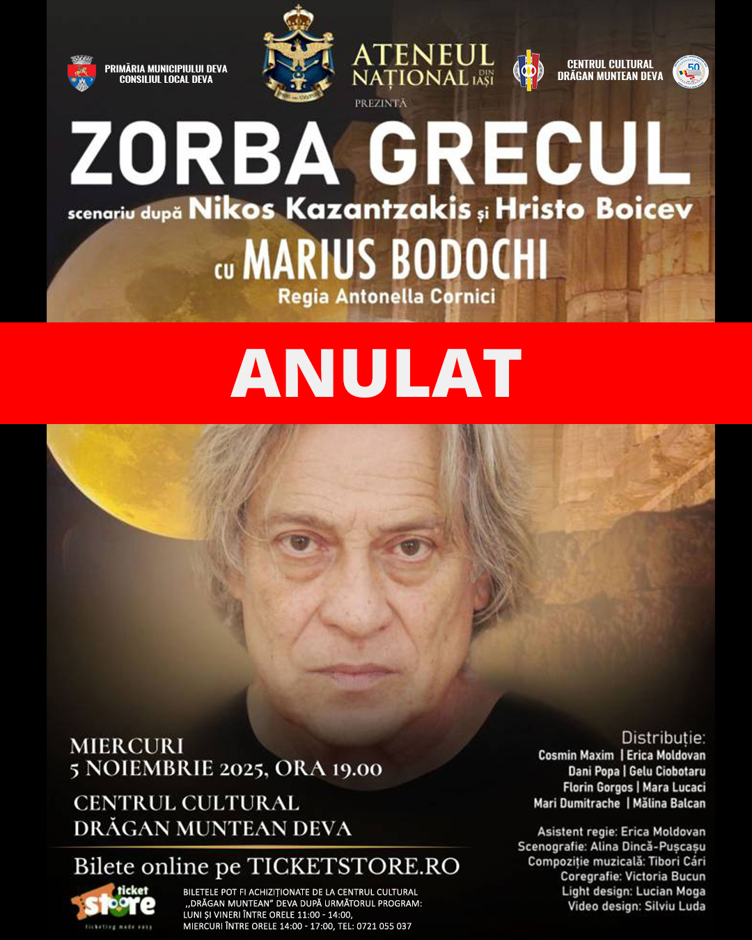 Spectacolul „Zorba Grecul” se anulează