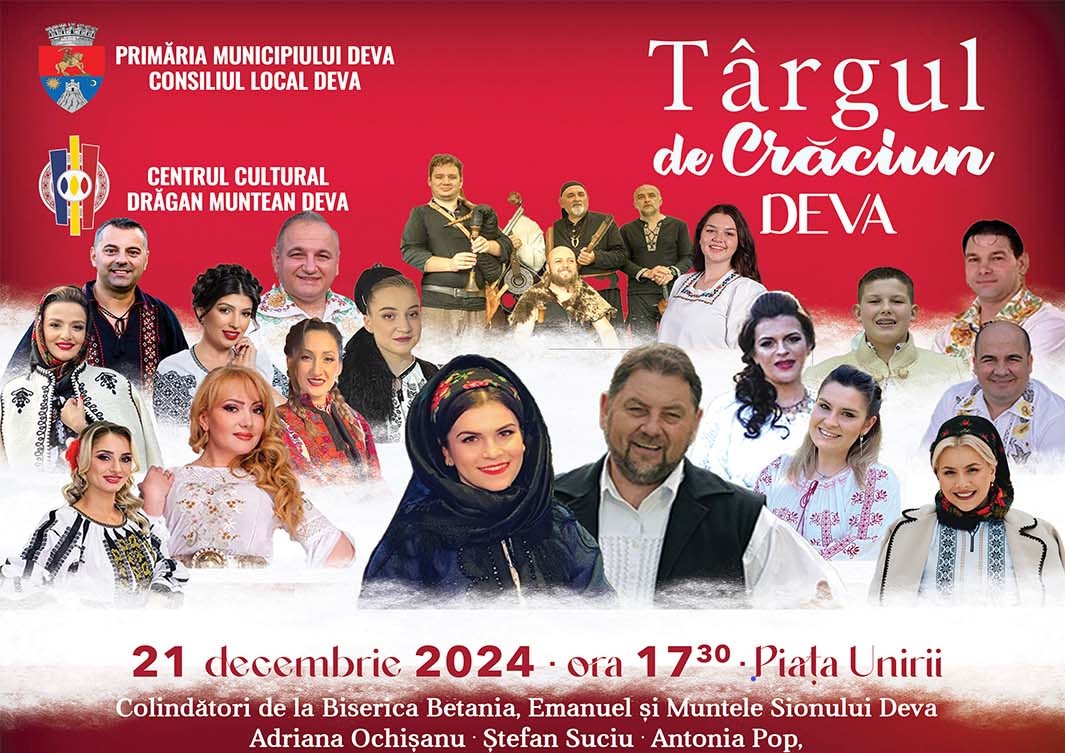 Weekend de poveste, cu artiști de renume, la Târgul de Crăciun din Deva!