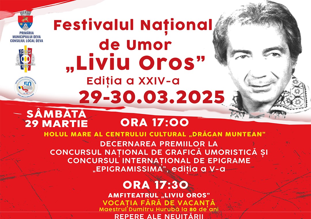 Festivalului Național de Umor „Liviu Oros” ajunge la ediția a XXIV-a și promite umor de neuitat!