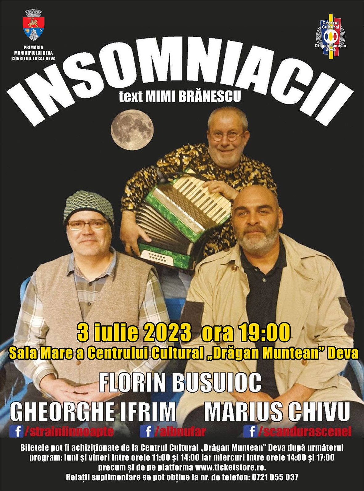 Piesa de teatru „Insomniacii” se va juca pe scena Centrului Cultural „Drăgan Muntean” Deva