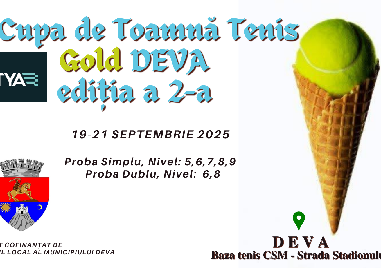 Primăria Municipiului Deva susține “Cupa de Toamnă Tenis GOLD Sportya Deva” – ediția a II-a