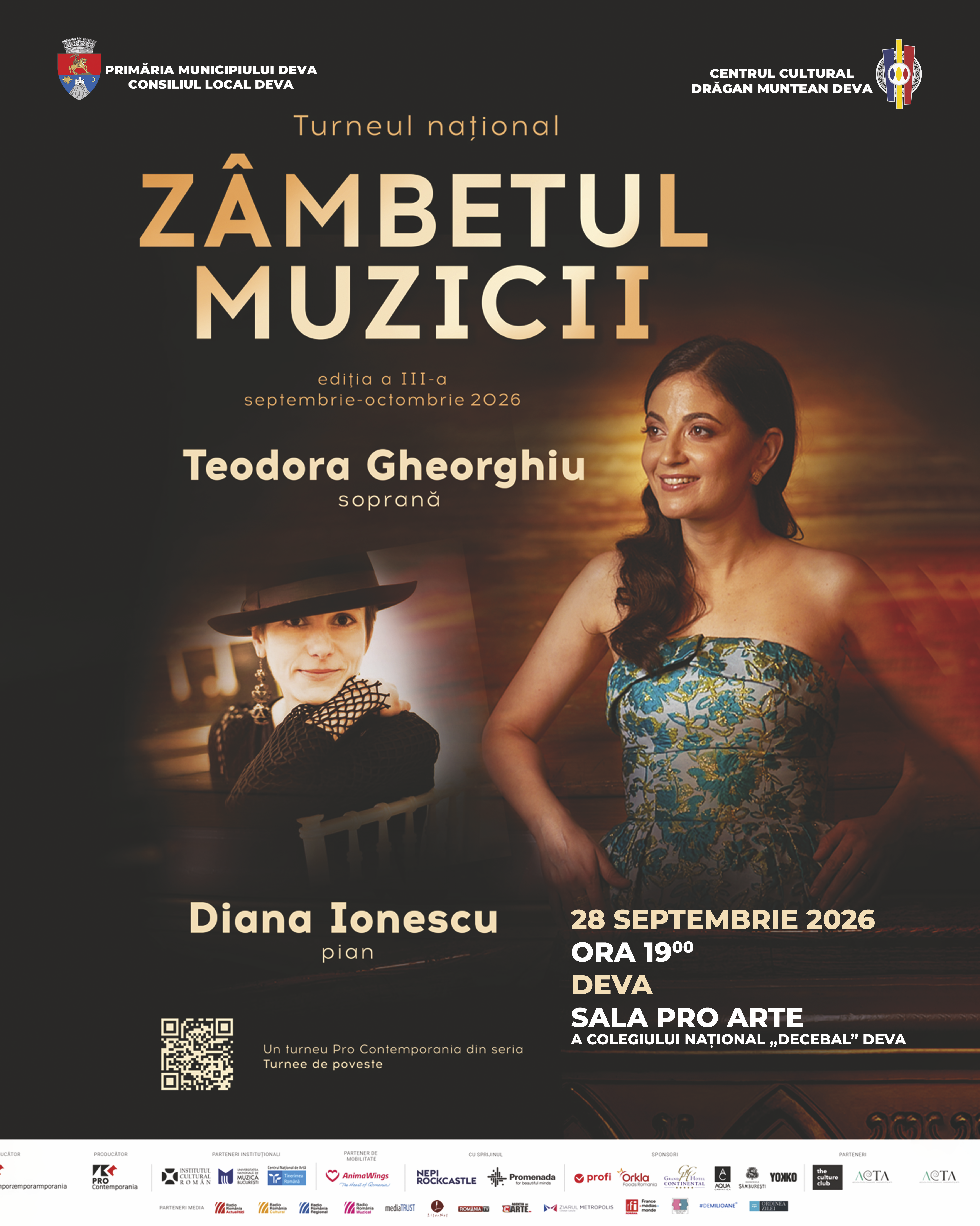 „Zâmbetul Muzicii” aduce la Deva două nume de prestigiu ale scenei lirice și pianistice